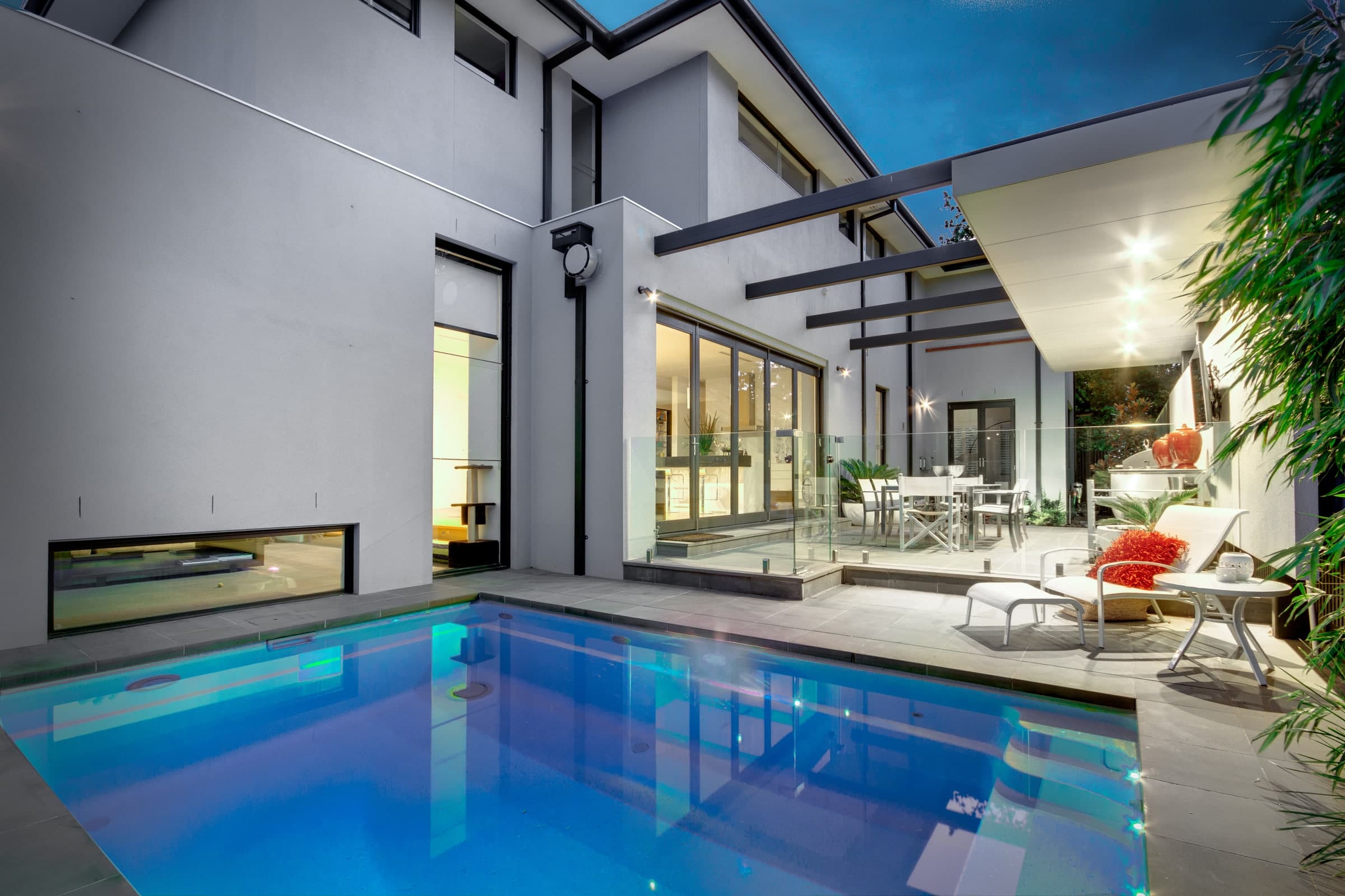 Compact Plunge pool in a sheltered contemporary courtyard