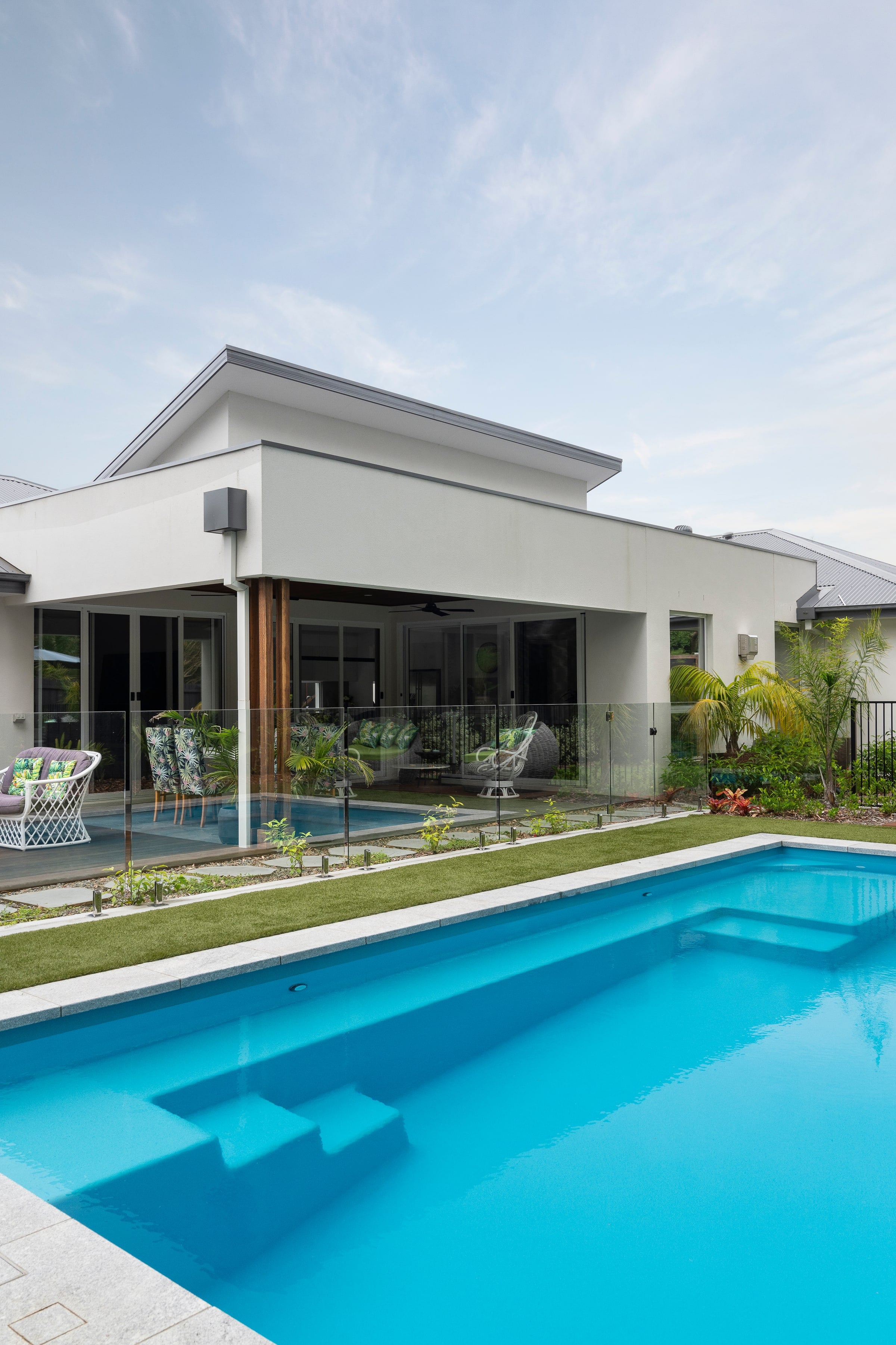 Poolside view from the outdoor living area in Frankston South