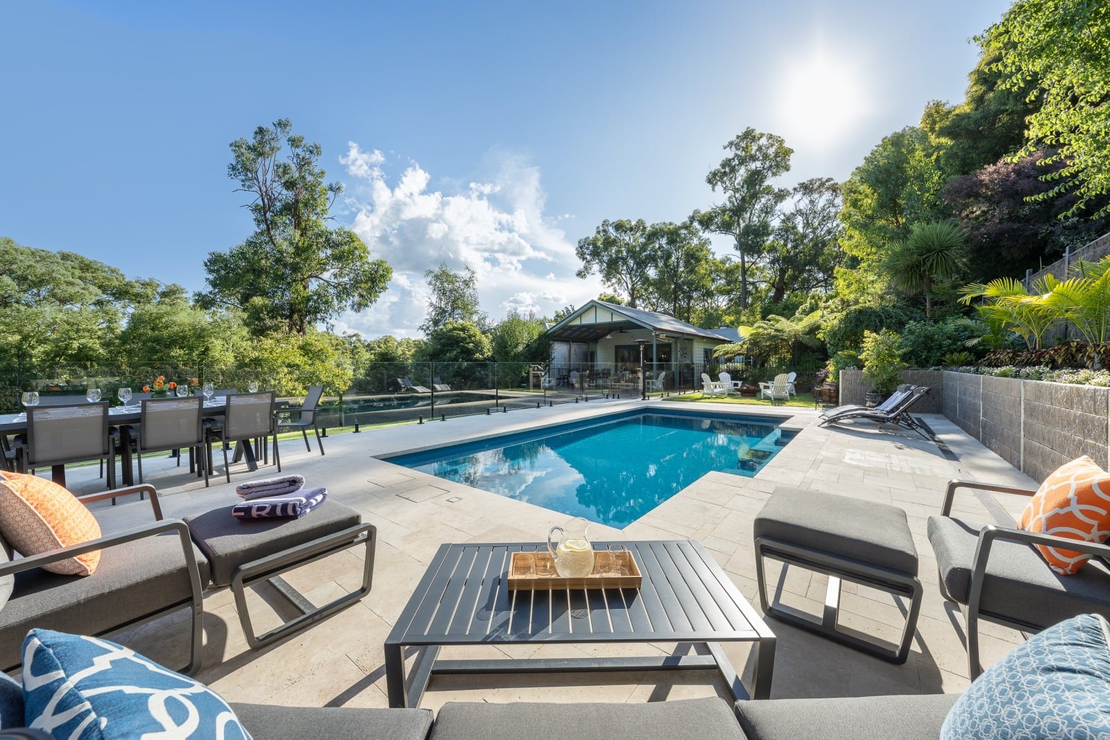 Completed Enchanted Pools fibreglass pool and outdoor living area