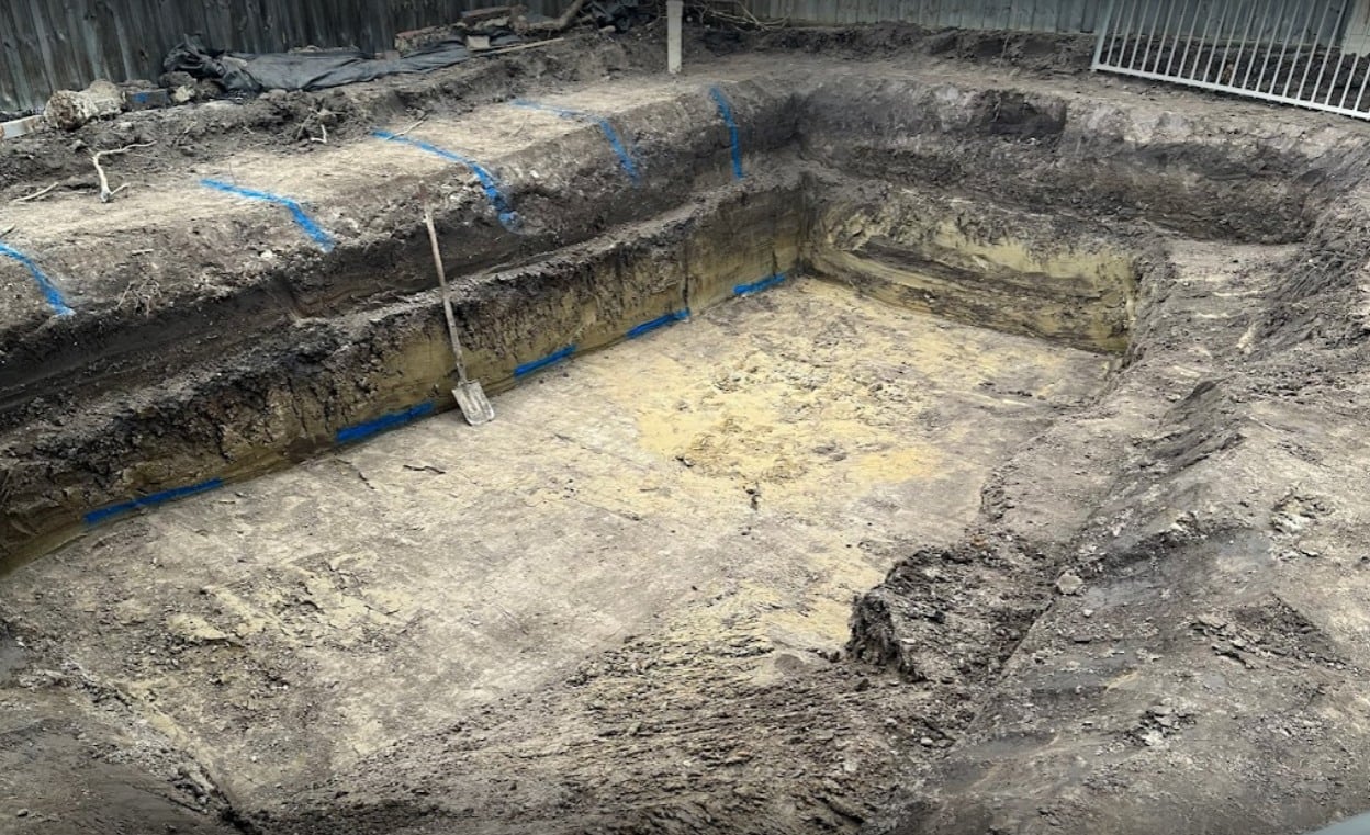 Pool excavation on an Enchanted Pools project site