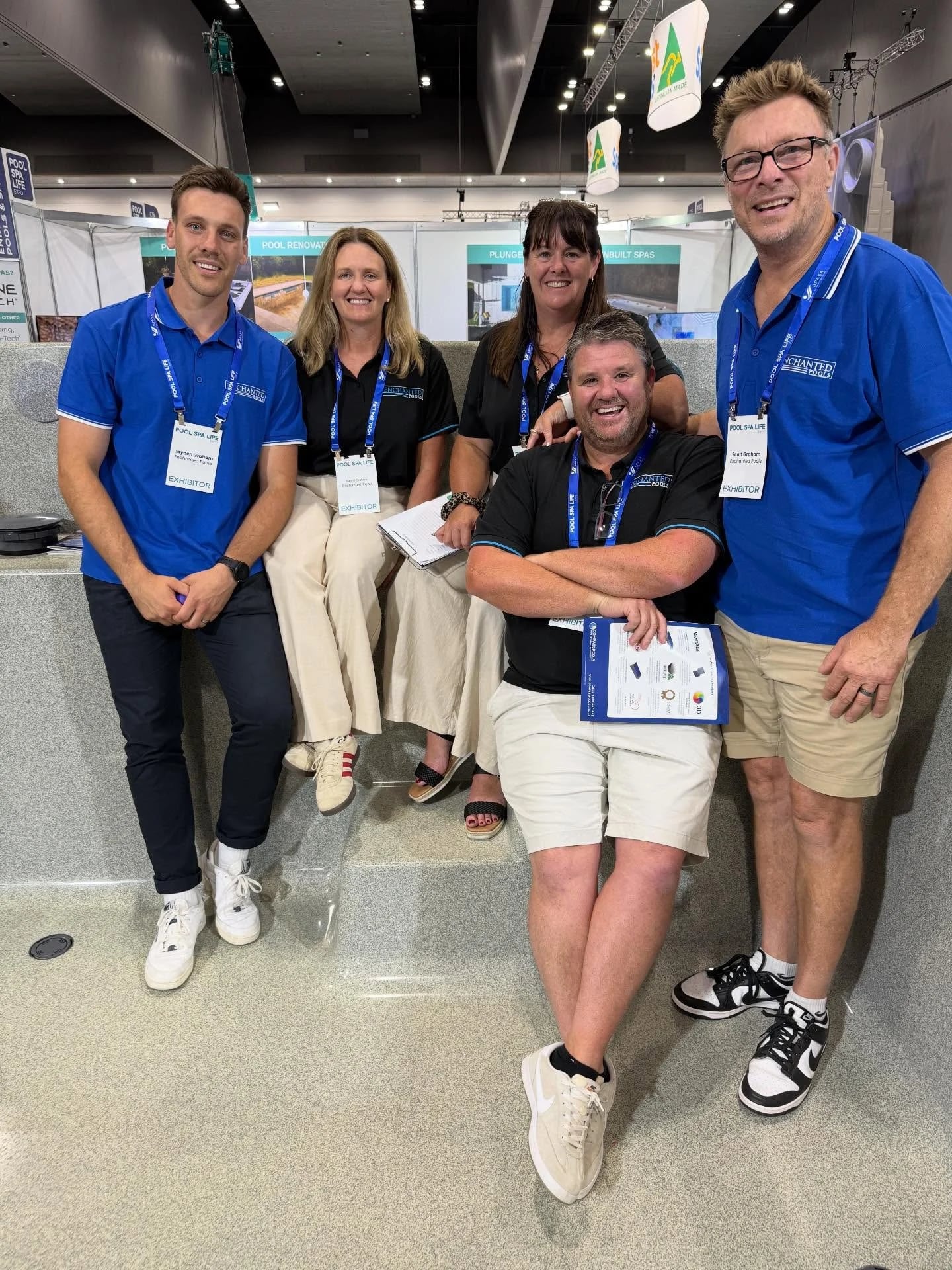 The Enchanted Pools team together at a pool and spa exhibition