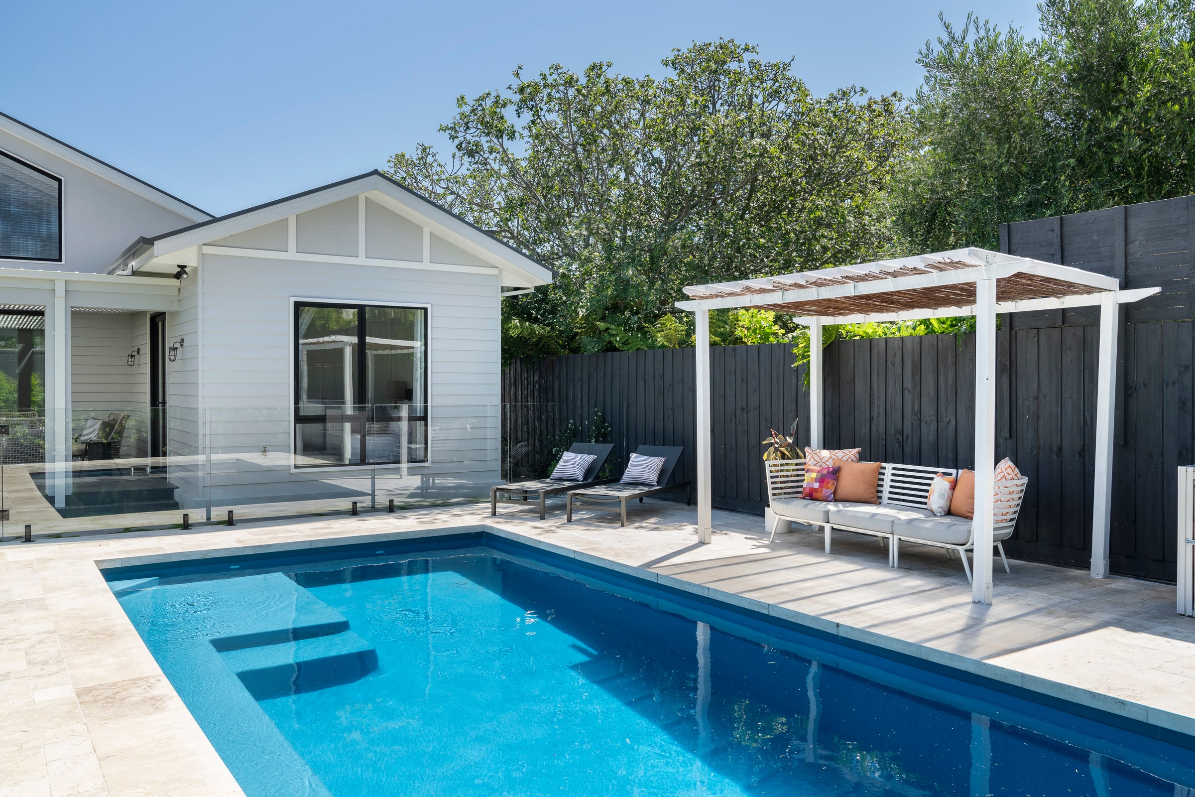 Pool, pergola and outdoor lounge in Carnegie